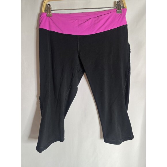 Lululemon Run: Fast And Free Crop Black / Pow Pink Size 10- 2012 Style - Picture 2 of 9